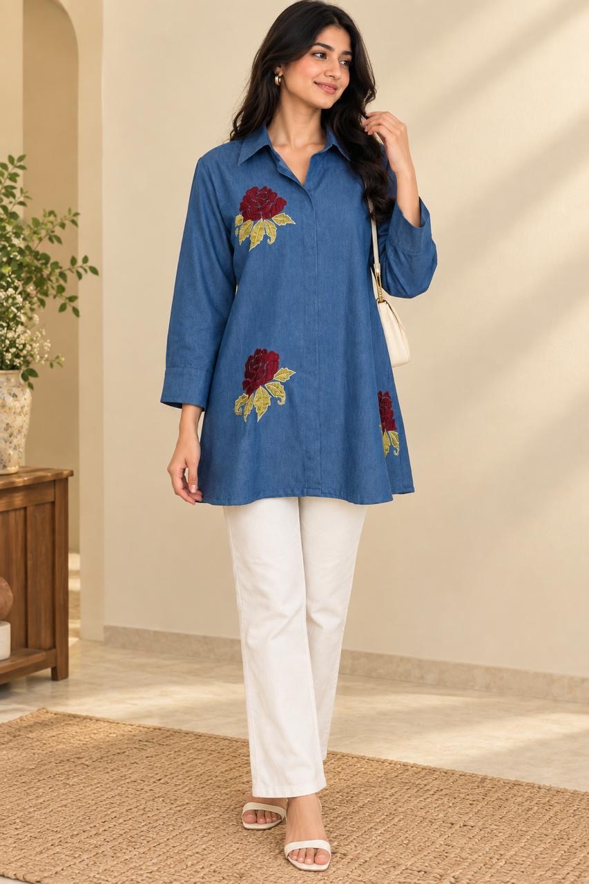 Virdaa-Denim-Rose-Shirt